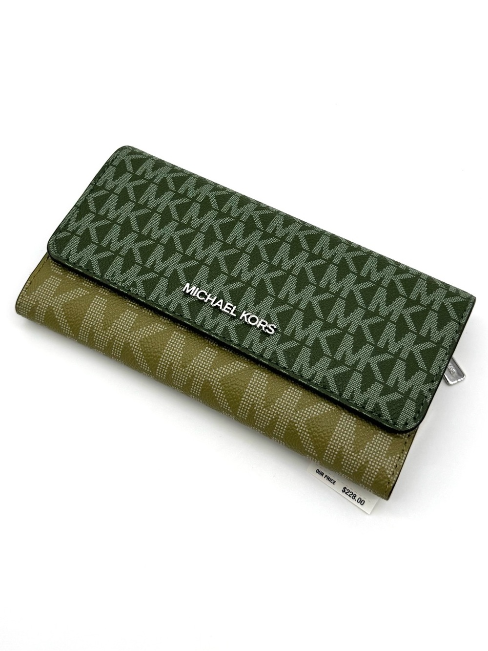 Michael Kors Large Jet Set Travel Trifold Wallet - Amazon Green
